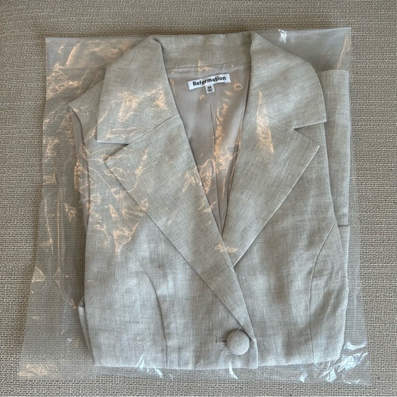 NEW Reformation Billie Linen Top Vest - Oatmeal - Picture 4 of 7